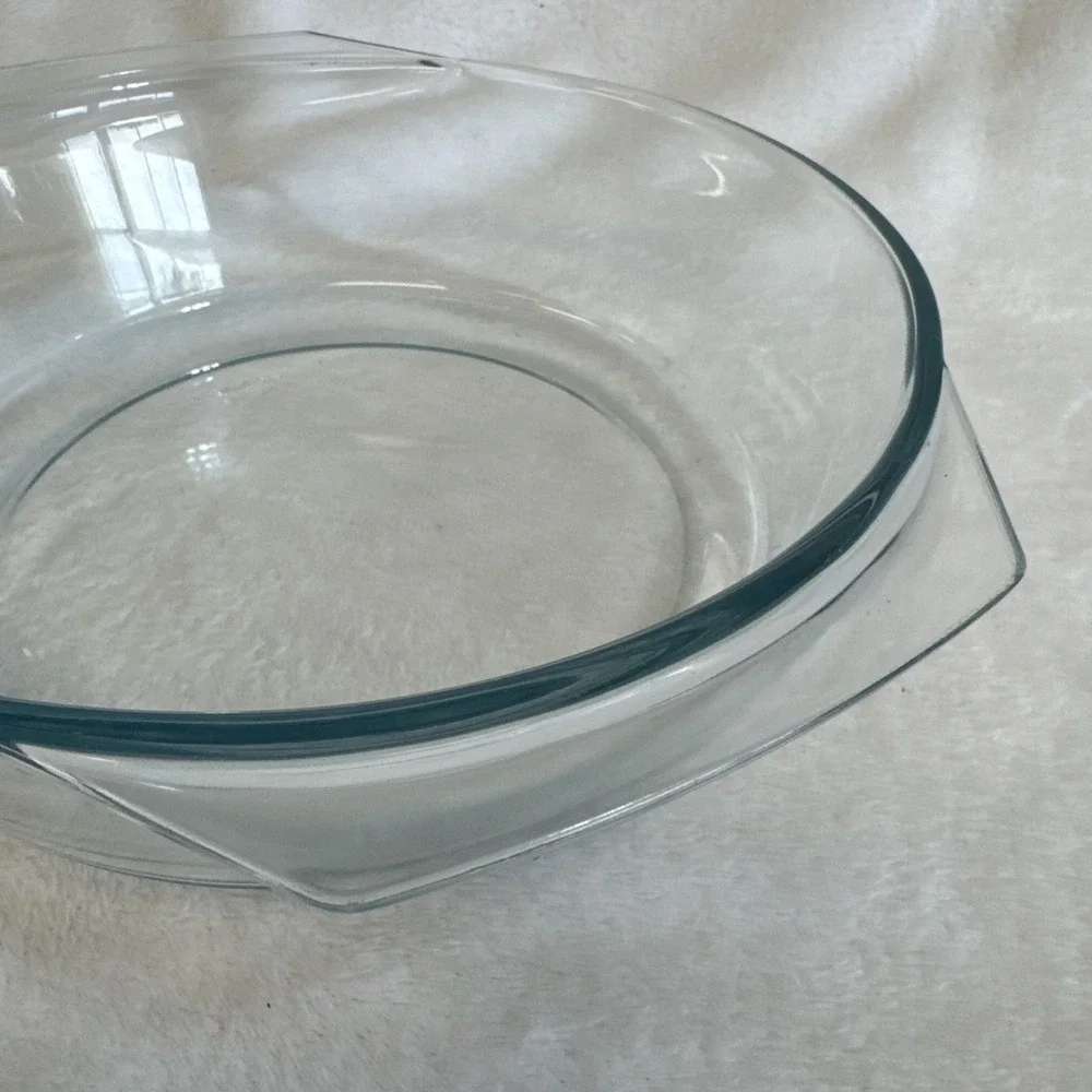 Vintage Marinex Glass Round Casserole Baking Dish Made in Brazil Clear P28‎